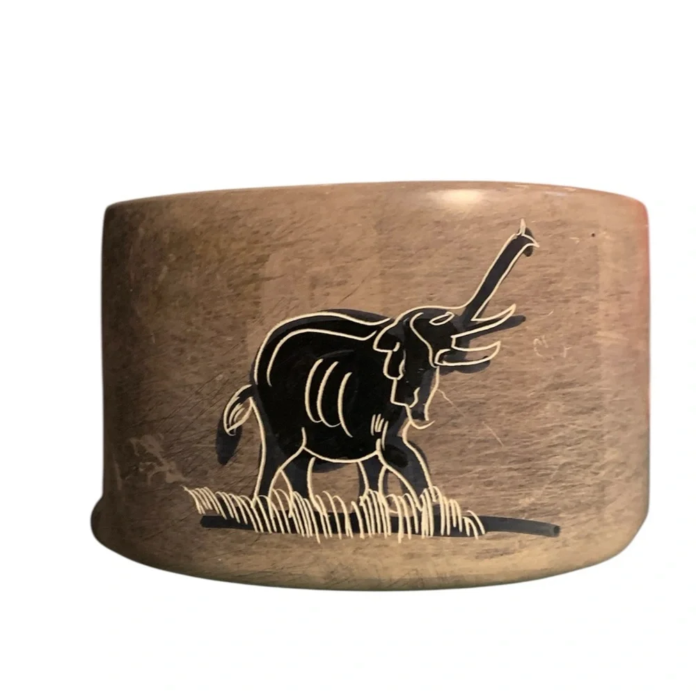 Vintage African Animal Soapstone Coasters in Holder – set‎ of 4 Coasters